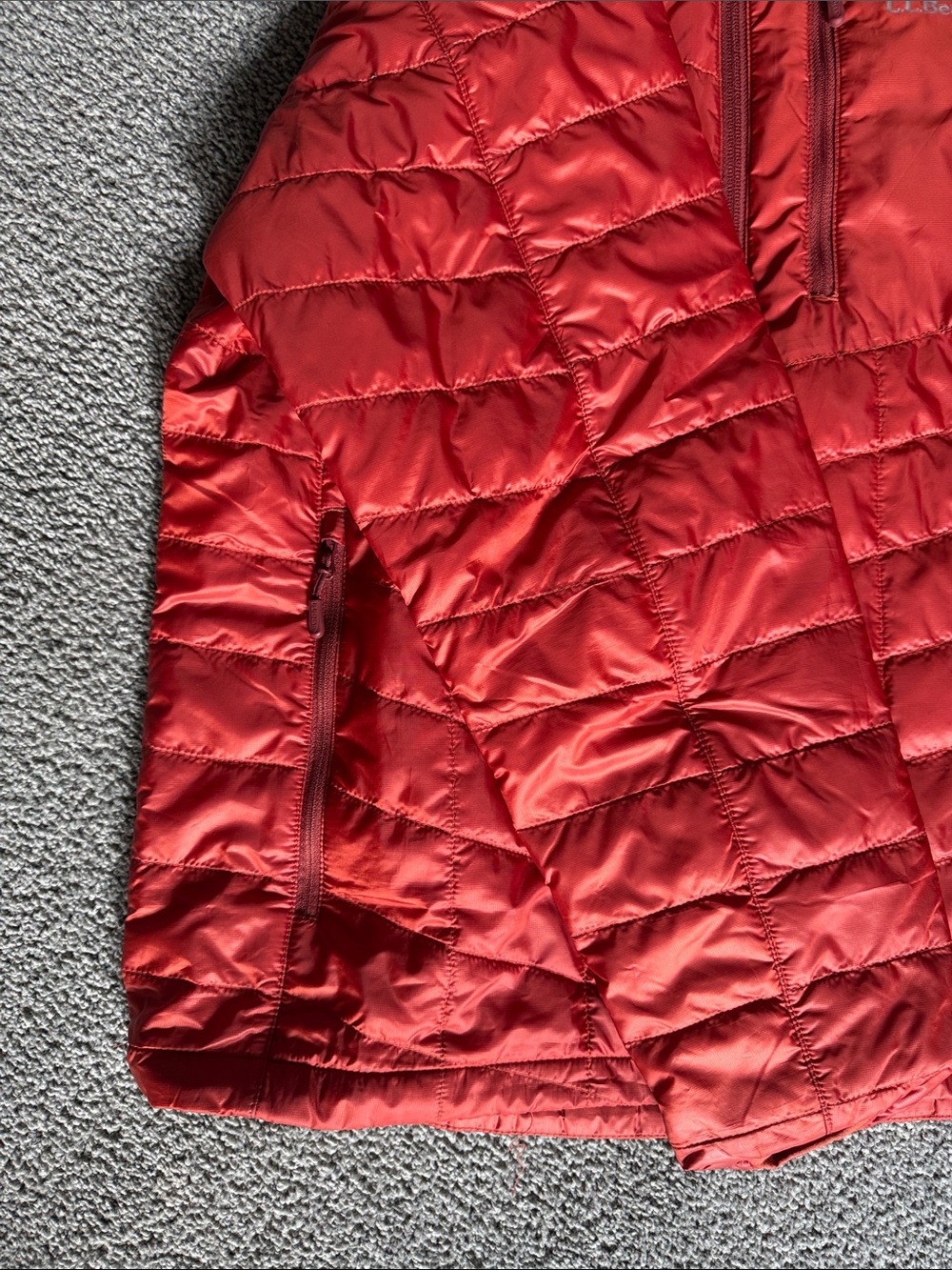 L.L. Bean PrimaLoft Packaway Deep Orange Quilted Puffer Jacket #503391. Size L - Picture 4 of 11